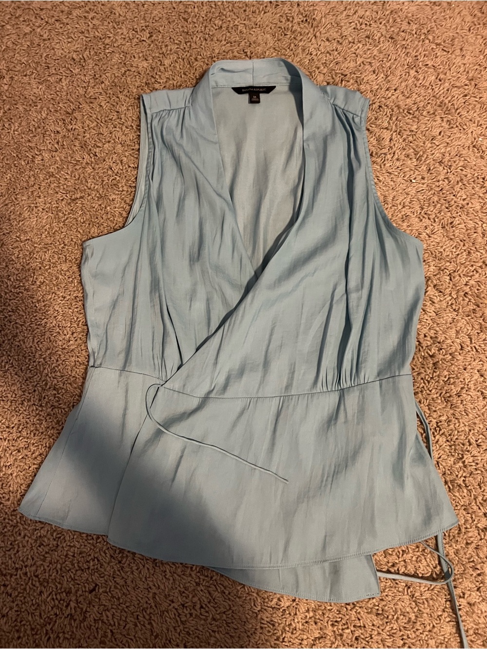 Light Blue Sleeveless Wrap Top